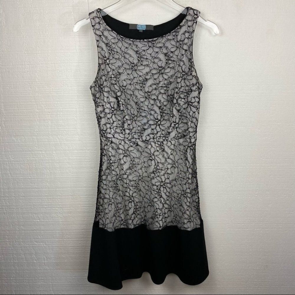 Eva Franco Evette Dress 4 Lace White Black Trim